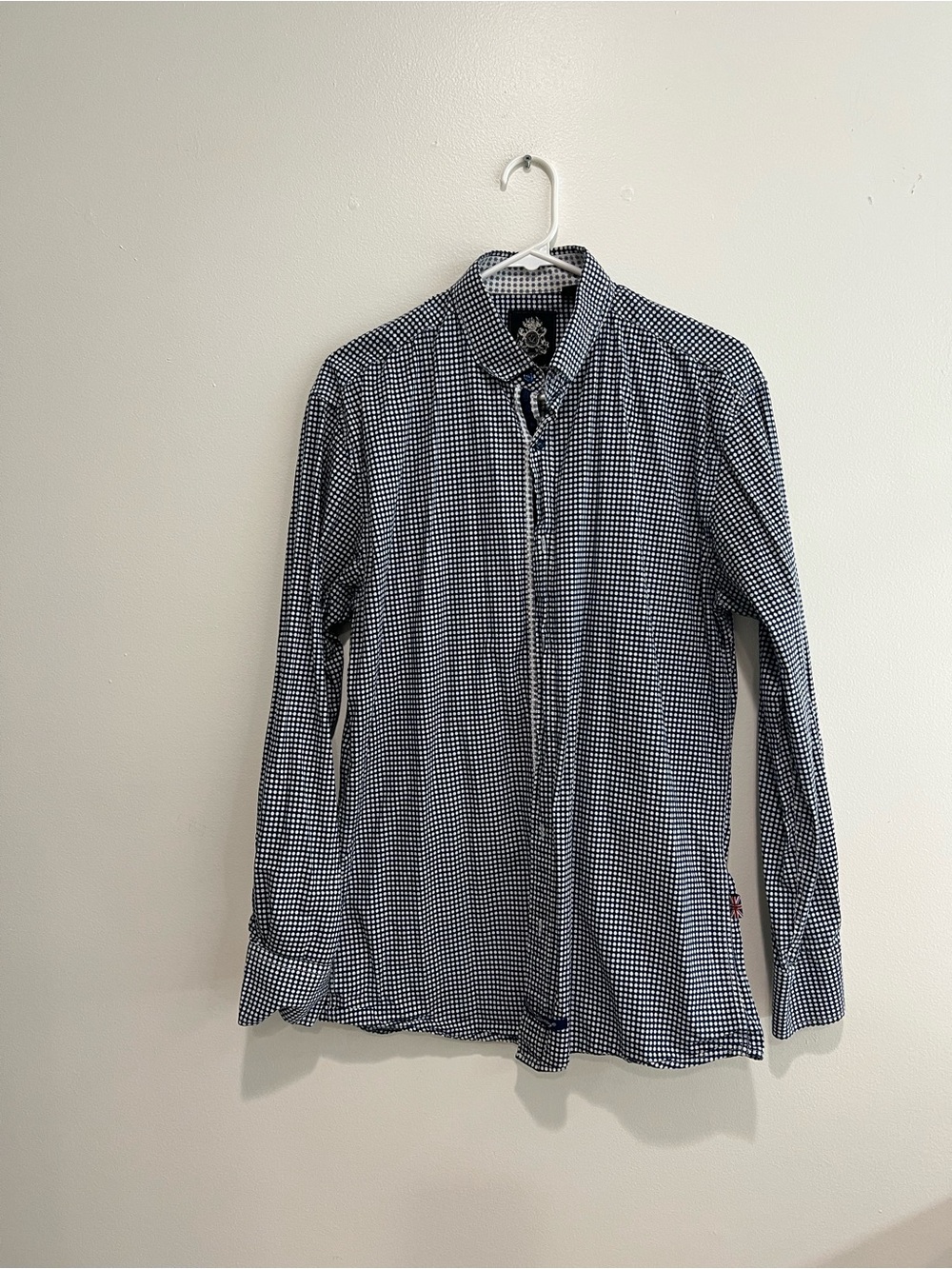 English Laundry Navy and White Gingham Button-Down Shirt